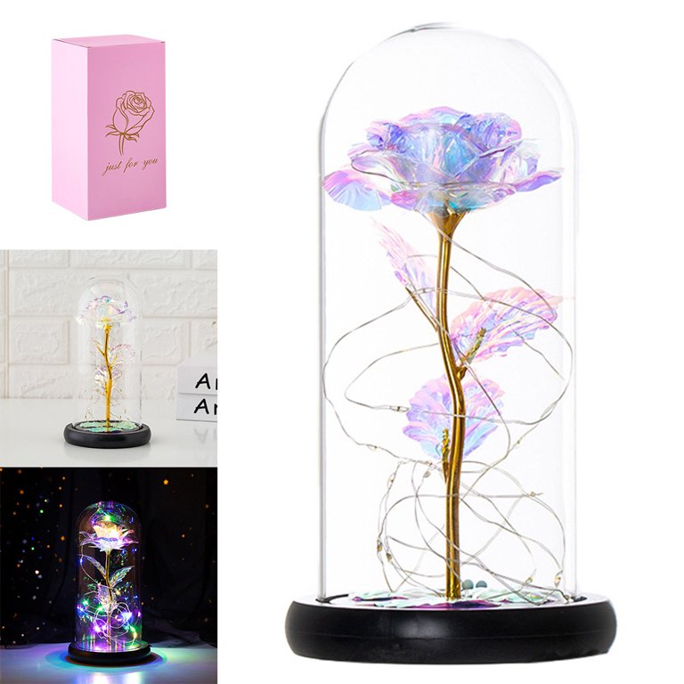 Willstar Everlasting Flower Glass Cover Rose Luminous LED Light Christmas  Gift Home Decoration Valentine's Day Gift 