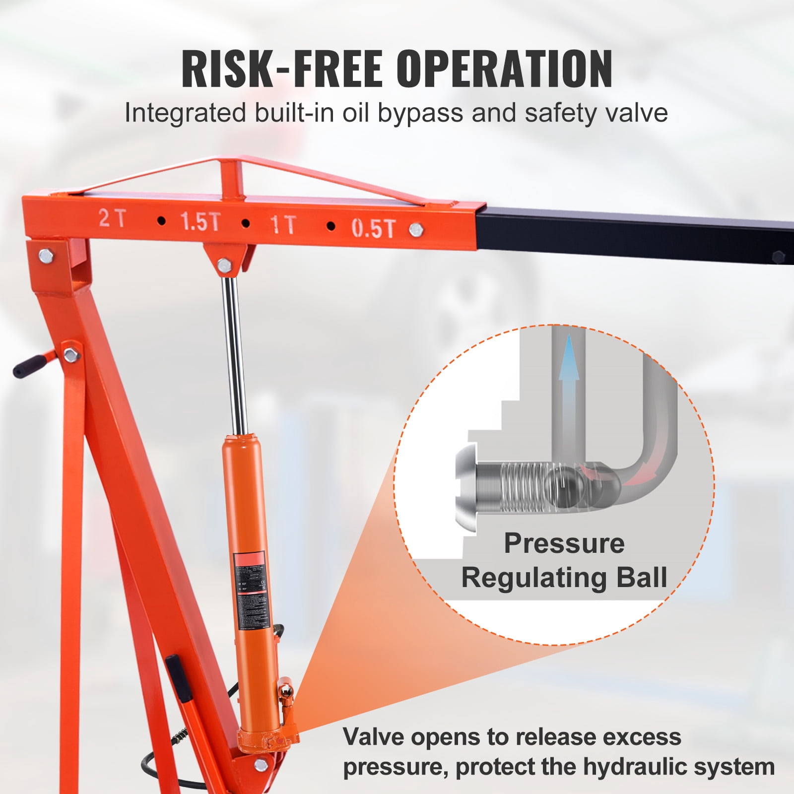 KFFKFF Hydraulic Long Ram Jack, 8-Ton Capacity with Air and Single Piston Pump, Ram Cylinder with Clevis Base for Engine Lifts, Garage Cranes, and Farm Use