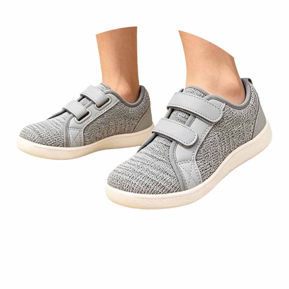 JAJAHO Boys Girls Sneakers Breathable Mesh Lightweight Flats Non- Hook And Loop Sports Shoes For Kids 5-13Y