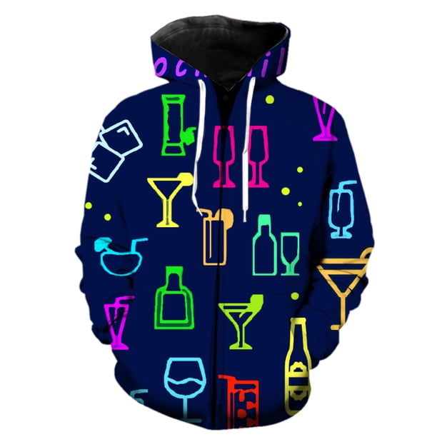 Sudadera con capucha y cremallera para hombre con barra luminosa, gran oferta 2024, divertida, de gran tamaño, con estampado 3D, informal, para adolescentes, estilo Harajuku de primavera.