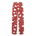 thumbnail image 6 of Men's Drawstring Pocket Cuffed Print Pants, Valentine's Day Casual Home Sleep Pants for Gift, Holiday and Cozy Wear,Hot Pink,2XL, 6 of 7