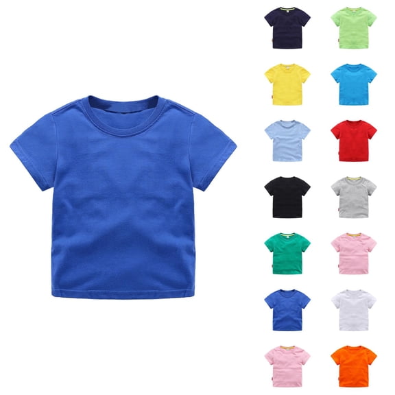 Boys Girls Tshirts Summer Casual Short Sleeve Crewneck T Shirts Kids Versatile Basic Plain Tees