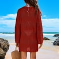 thumbnail image 4 of Delconic Women's Cover Up Edge Hollow Beach Cover Up Loose Dress Red M, 4 of 6