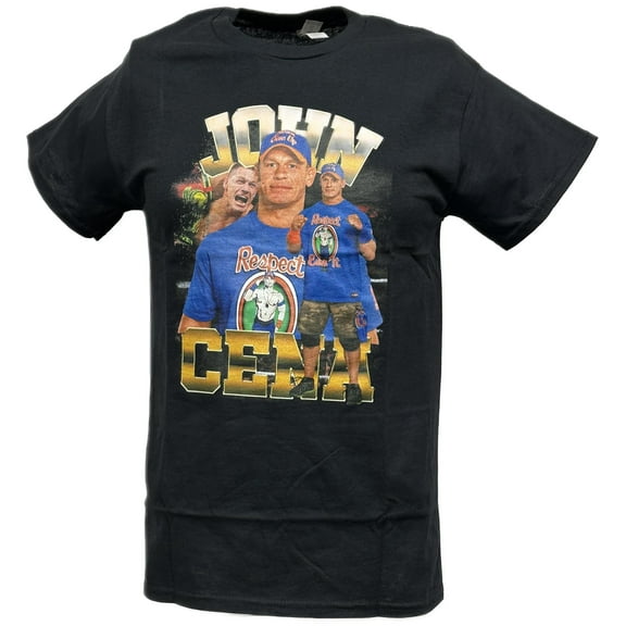 John Cena Respect Earn It Collage Mens Black T-shirt