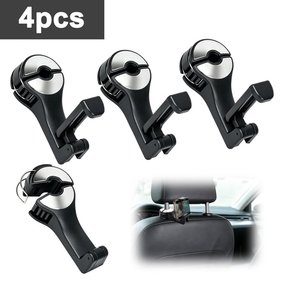 UHIAGREE 4PCS Headrest Hooks for Car,Premium Seat Back Hangers for Bags,Coats & Accessories Storage