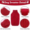thumbnail image 4 of Jersey para perro pequeño - Cuello alto - Ropa para mascotas - Jersey de punto - Diseño trenzado - Cálido - Rojo suave - Talla S, 4 of 5