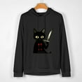 thumbnail image 2 of JEUXUS Cat What? Funny Black Cat Shirt, Murderous Cat With Knife T-Shirt Long-sleeved Hoodie, 2 of 4