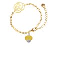 thumbnail image 2 of Delight Jewelry Yellow Faceted Glass Spinner Gold-tone Flower Link Chain Bracelet, 6.75"+2" Extender, 2 of 4