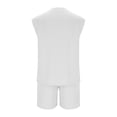 thumbnail image 4 of Abtuhar Men Leisure Solid Sleeveless Hoodless Casual Blouse and Pants Pajamas Set Set,White,XXXL, 4 of 5