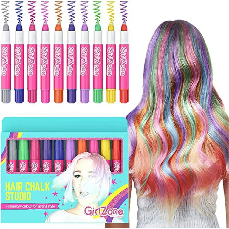 GirlZone Hair Chalks Set, 10-Piece Temporary Hair Chalks For Girls, Fun  Girl Toys For Girls Ages 8-12, Birthday Gift For Girls & Girls Toys 8-10  Years Old