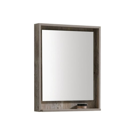 Kubebath Bosco 24" Framed Mirror With Shelve - Nature Wood Finish