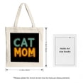 thumbnail image 3 of Stylish CAT MOM Tote Bag - Black Canvas with Bright Teal & Orange Text White Handles Perfect for Shopping Travel & Parties, 3 of 4