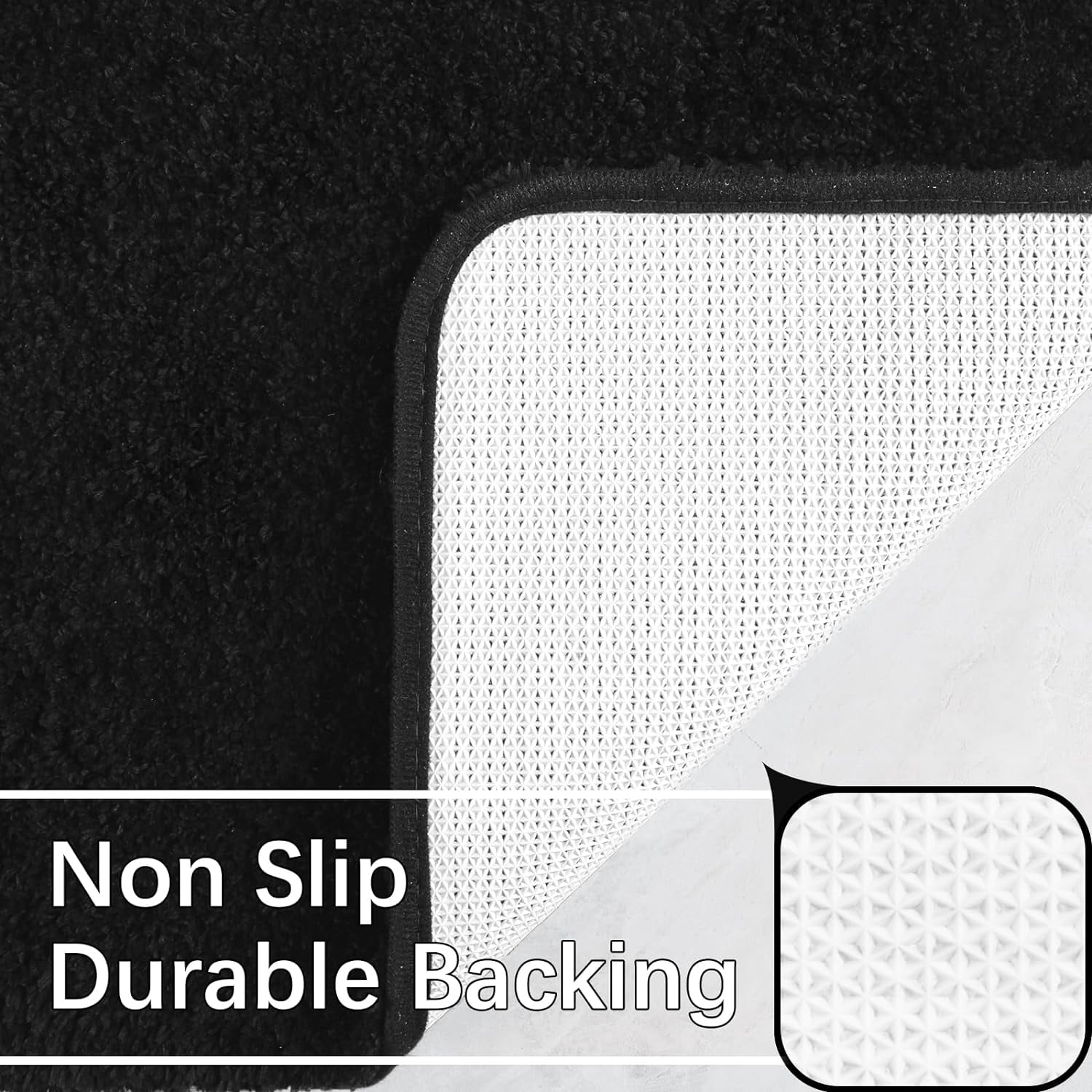 Junovo Soft Bathroom Rug Runner Absorbent Microfiber Bath Rugs for Bathroom Non Slip Bath Mat for Tub, Shower Floor,24"x60",Black
