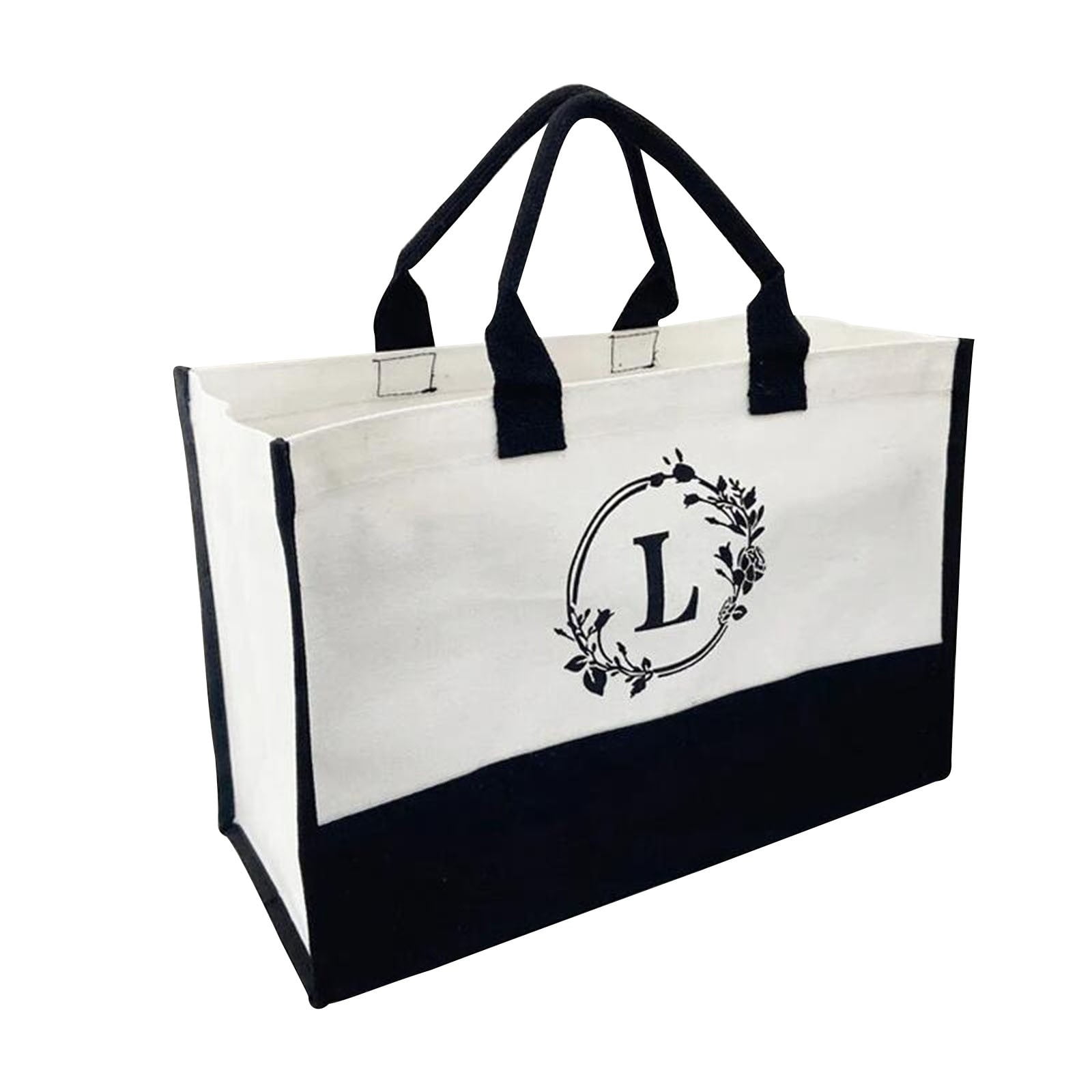 Cotton Canvas Beach Tote Bag, Waterproof Lined Handbag for Women