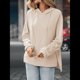 thumbnail image 5 of Sudadera con Capucha Extragrande para Mujer, Informal, de Larga, de Punto Gofre, con Cordón Ajustable y Abertura Lateral con Bolsillo. Albaricoque M, 5 of 9