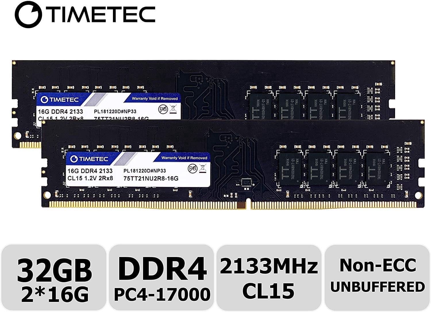 Timetec, Laptop RAM, 32GB KIT (2x16GB), DDR4 2400MHz, PC4-2400T
