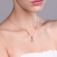 thumbnail image 2 of Gem Stone King 18K Rose Gold Plated Silver Pink Created Sapphire and Red Rhodolite Garnet Pendant Necklace for Women (1.97 Cttw, Gemstone September Birthstone, Round 6MM and 4MM), 2 of 3