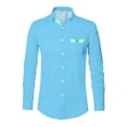 thumbnail image 4 of Mens Digital 3D Printing Style Holiday Seaside Beach Long Sleeved Shirt Top with Color Matching Design Blue XL, 4 of 4