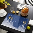 thumbnail image 5 of 2024 Placemat Blue Christmas Tree 4/6pcs Table Pad Mats for Dining Table Home Kitchen r Accessories Linen Coaster, 5 of 7