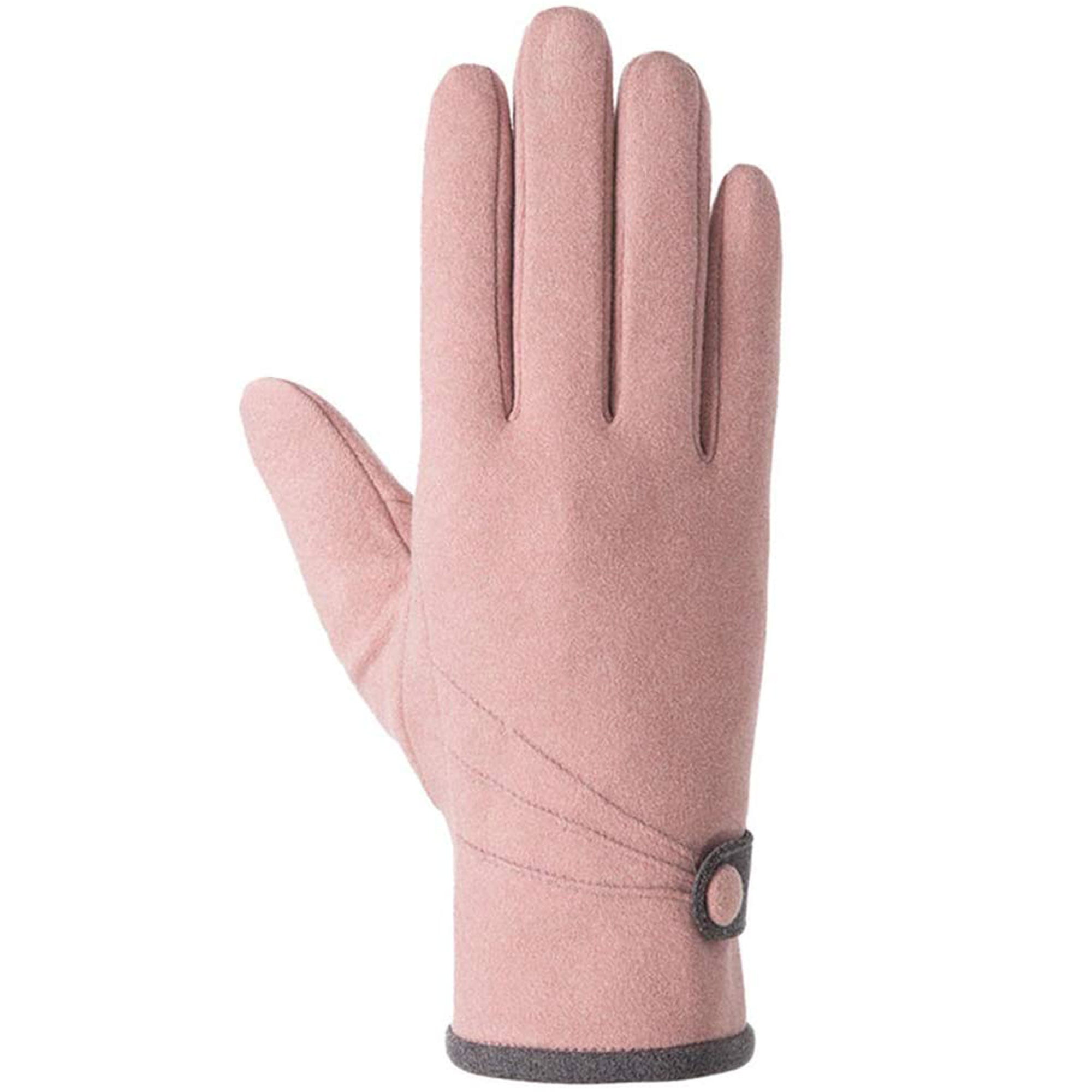 Lady Winter Fashion Suede Fabric Coral Velvet Thicken Touch Screen Gloves Mitten 