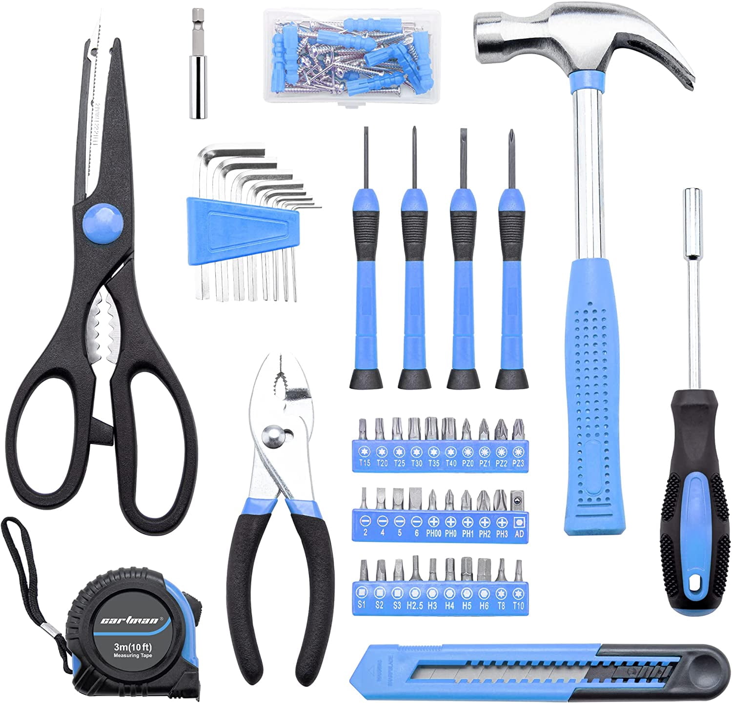 126-Piece Home Tool Set Kit, Basic Household Hand Tools with Storage Case, Blue