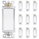 thumbnail image 1 of Thunderway Interruptor de luz decorativo de 3 vías, color blanco mate, 15 A, 120 V/277 V CA, interruptores de pared con paleta basculante eléctrica, repuesto de conexión a tierra automática, grado res, 1 of 1