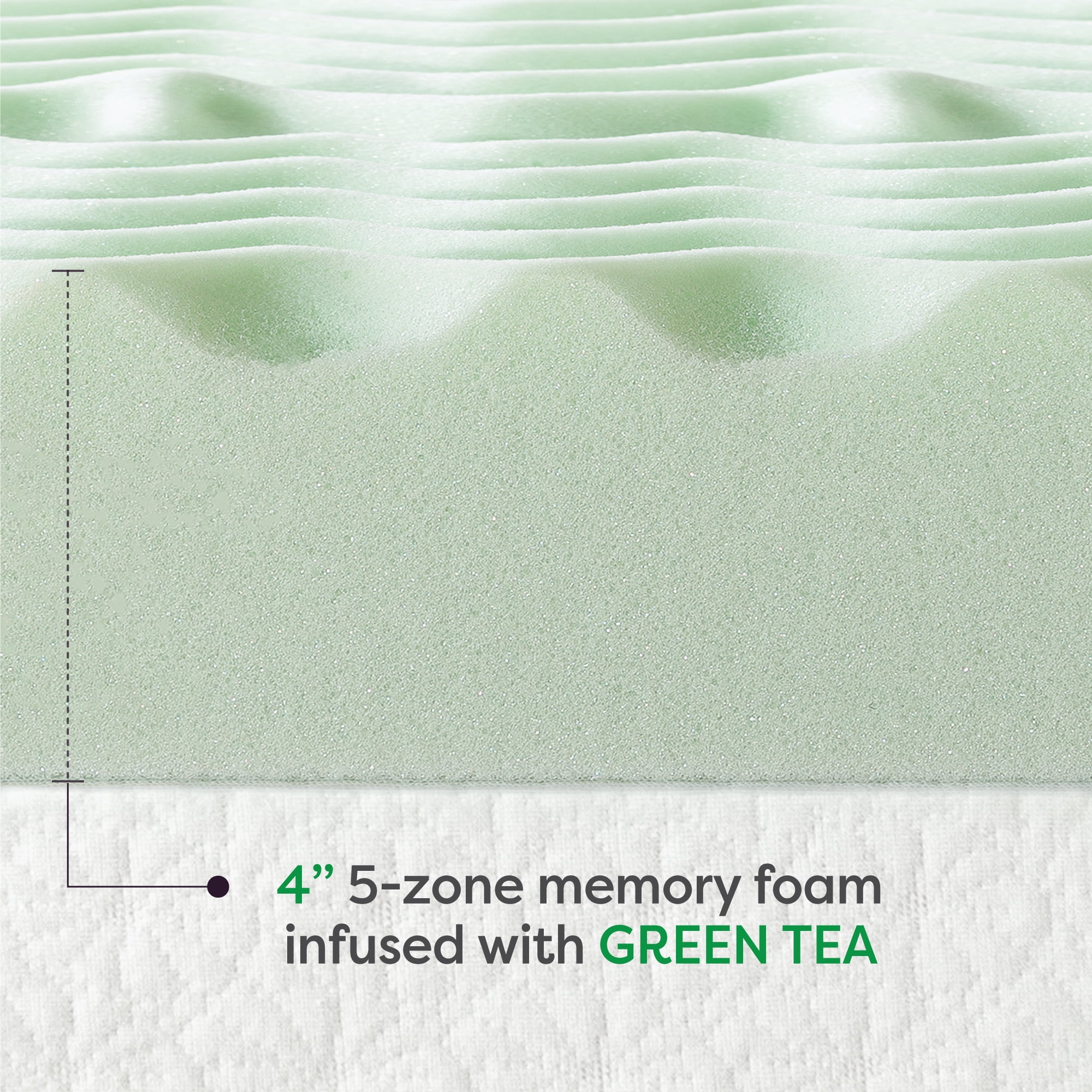 Best Price Mattress 4" 5-Zone Memory Foam Mattress Topper with Green Tea Infusion, King