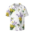 thumbnail image 2 of Lsque Lavender Flowers print Men's Cuban Collar Short Sleeve Shirt Summer Beachwear Casual Button Down Fashionable Vacation Leisure Shirt-3X-Large, 2 of 7