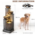 thumbnail image 2 of 38.2" Tall Water Fountain Outdoor Garden,4 Tiers Modern Cascading Bowls and Stacked Stones Indoor Fountains with LED Lights for Garden, Patio, Deck, Porch, Backyard and Home Art Decor(Grey), 2 of 9