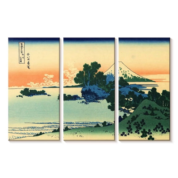 Elephant Stock Shichiri Beach In Sagami Province Wall Art - Horizontal Multi Panel Canvas - Living Room Wall Decor - Nature Multi Panel - Blue And Beige Decor By Hokusai - 23" x 14"