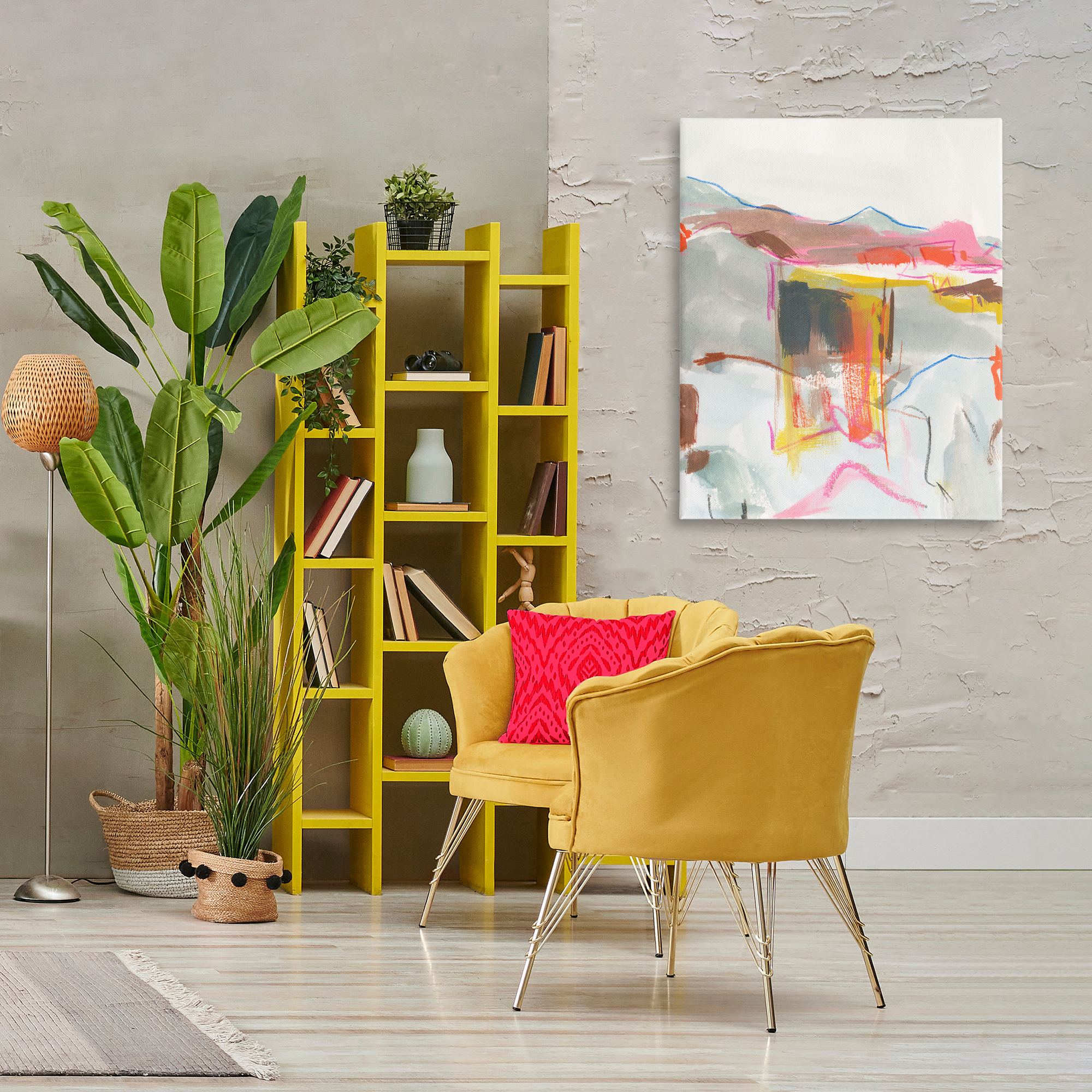 Stupell Industries Bold Abstract Mountain Shapes Abstract Painting Wrapped Canvas Art Print Wall Art, 30 x 40