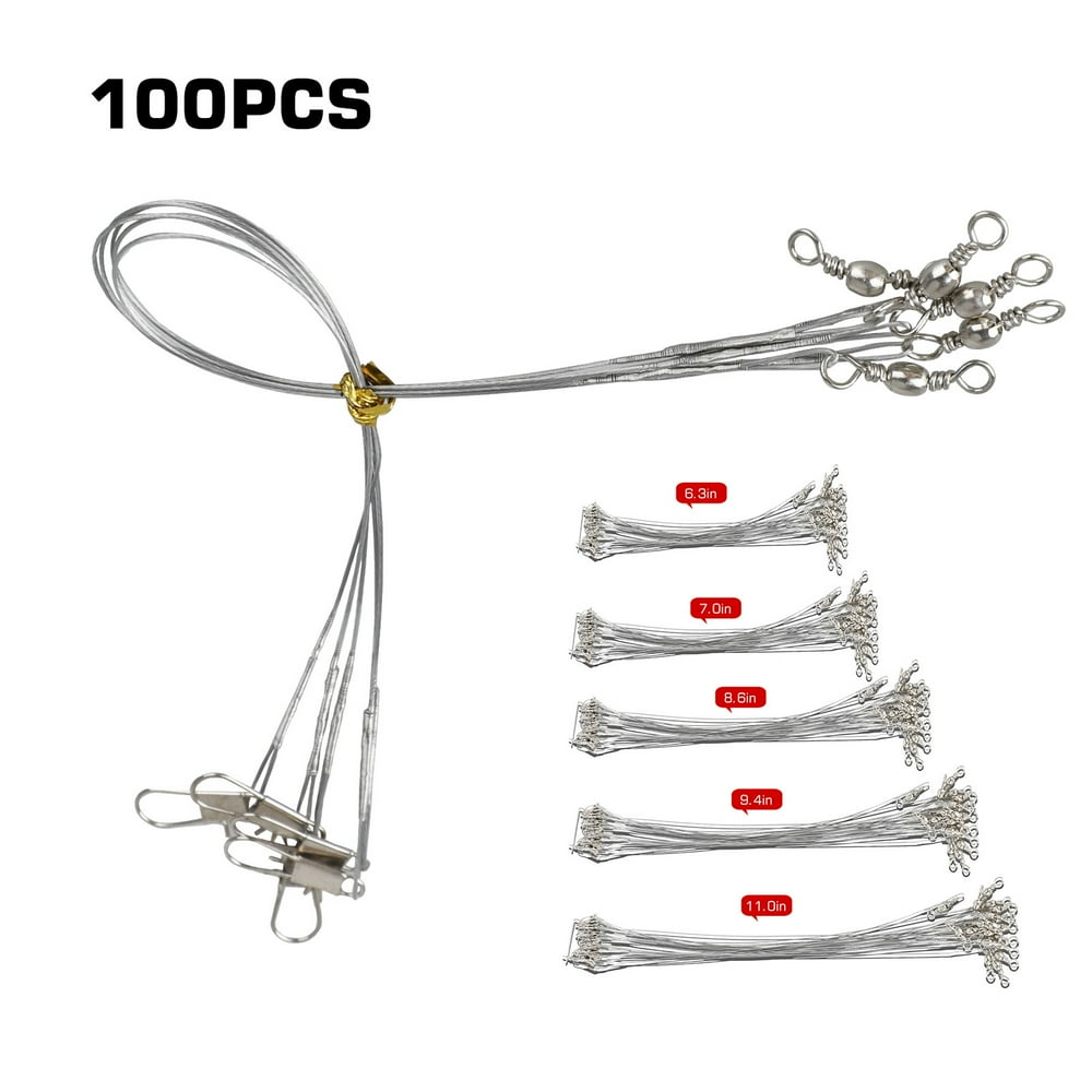 100PCS Fishing Wire Trace Lure Leaders, TSV Stainless Steel High
