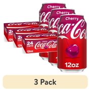 (3 pack) Coca-Cola Cherry Soda Pop Cans, 12 fl oz, 24 Pack