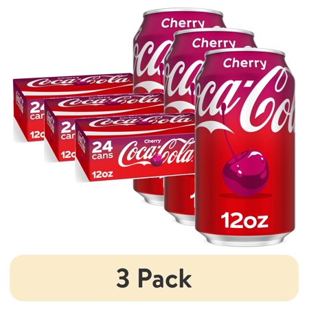 (3 pack) Coca-Cola Cherry Soda Pop Cans, 12 fl oz, 24 Pack