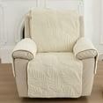 thumbnail image 3 of Yumcute Palm Leaves Velvet Plush Quilted Recliner Chair Cover Anti-Slip Super Soft Furniture Protector with Elastic Straps for Kids, Dogs, Pets Beige 24in, 3 of 13