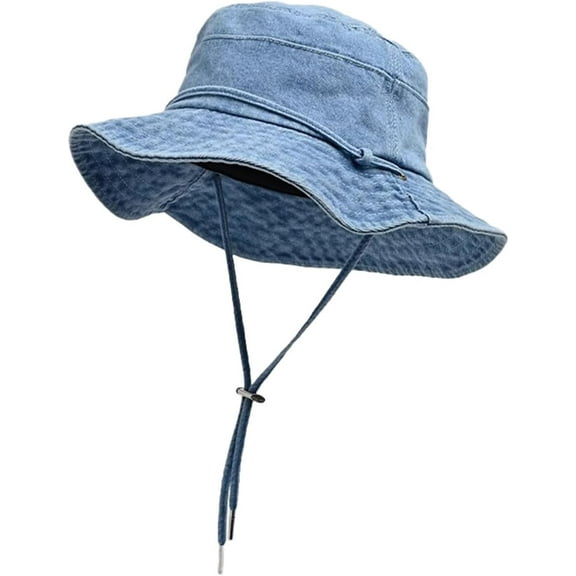 LinYooLi Bucket Hat for Women Men Wide Brim Sun Hat Packable Cotton Denim Summer Beach Travel Outdoor Fishing Cap