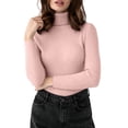 thumbnail image 2 of XRoczxe Women Ribbed Turtleneck Long Sleeve Knit Top, Slim Fit Basic Pullover, Versatile Fall Winter Layering Sweater, 2 of 8