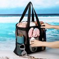 thumbnail image 5 of Bolsa de playa de malla grande negra de 1 pieza, bolsa de playa, bolsa de natación de malla de verano, bolsa de piscina, bolsa de fin de semana, bolsa de compras, 5 of 5