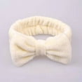 thumbnail image 3 of Bowknot Headband Solid Color Ladies Wide Face Wash Headband Plush Headband, Beige, 3 of 4