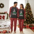 thumbnail image 4 of Christmas Family Pajamas Matching Set Letter Print Long Sleeve Tops and Plaid Pants Sleepwear, 4 of 7