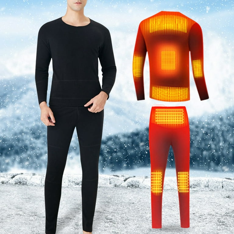 Heated Thermal Underwear for Men, Heated Long Underwear Johns Base Layer  Sets (Heated Shirt + Heated Pants)