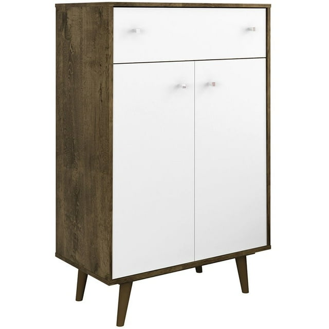 Manhattan Comfort Liberty Storage Cabinet in Rustic Brown and White