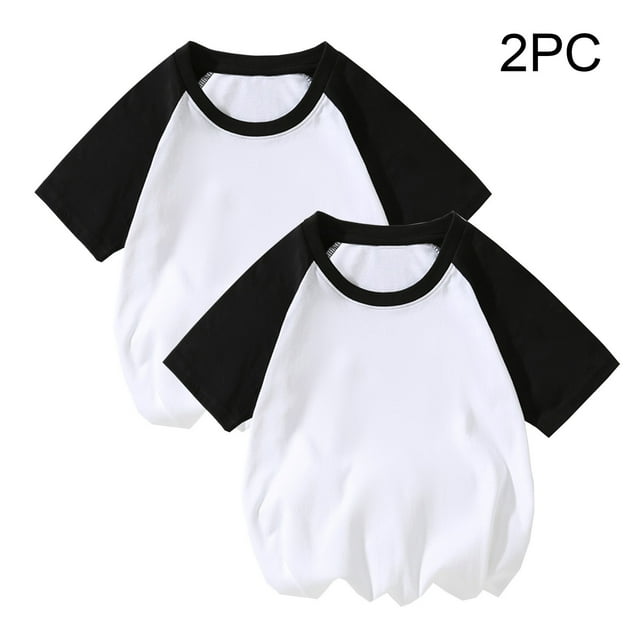 asjyhkr 2 Pcs Vêtements d'Été pour Bébés Filles Garçons T-Shirts à Manches Courtes en Coton Col Rond Coloblock (2-12 Ans)