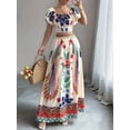 thumbnail image 5 of Women Printed Skirt Outfits Floral Halter Crop Top A Line Maxi Skirt Casual Going Out Sets Flower Color S, 5 of 10