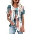 thumbnail image 3 of Plus Size Blouses for Women Floral Casual Ladies' Tops Pleated Short Sleeve Round-Neck Blouses Shirts Multicolor Womens Summer Outwear Comfortable Vacation Beach Fashion, 3 of 8
