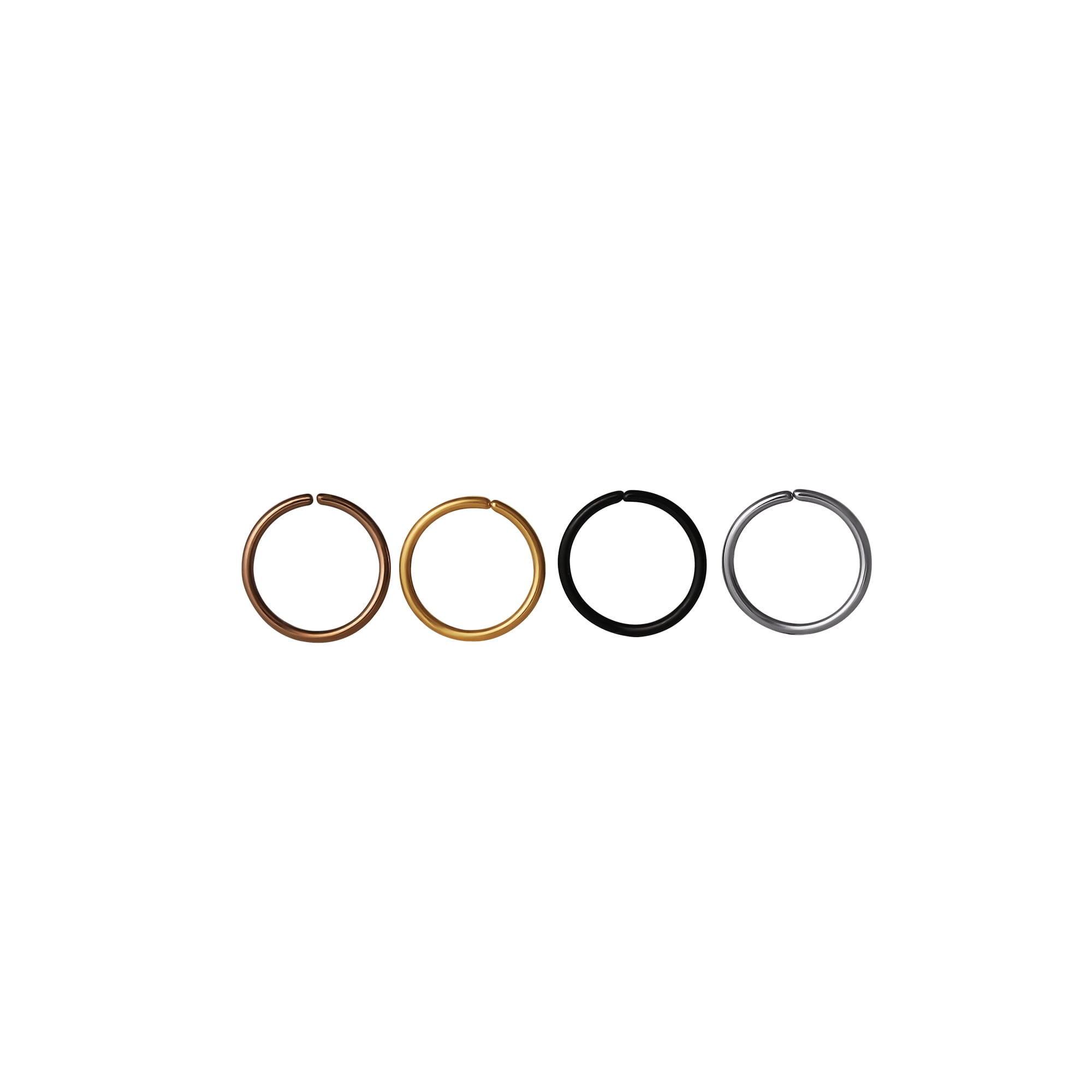 Body Jewelry Women's 20G Stainless Steel Nose Hoop Set, 4 Pack