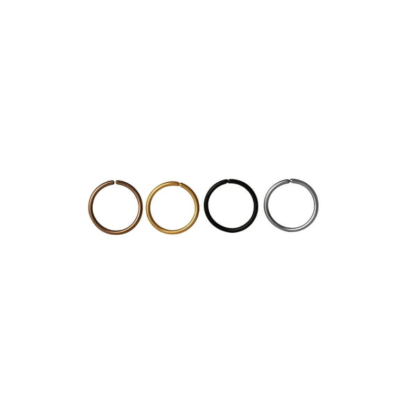 Body Jewelry Women's 20G Stainless Steel Nose Hoop Set, 4 Pack