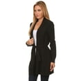 thumbnail image 2 of Women Solid Knit Long Open Cardigan Sweater, 2 of 4