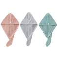 thumbnail image 1 of Paquete de 3 toallas para el cabello, tela de bambú, toallas de ducha suaves para mujer, gorro de secado envolvente con turbante de pelo rizado, 1 of 5