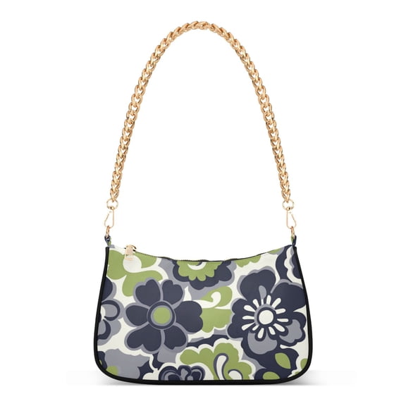 FORMRS Womens Shoulder Bag with Chain Strap Clutch Purse Cute Tote Handbag, Retro Floral Pattern